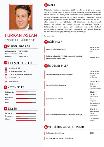 Endüstri Mühendisi CV Örnekleri cv indir